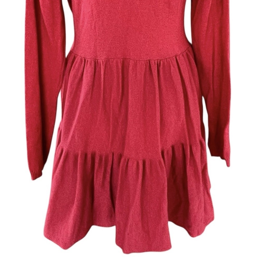 Matilda Jane Tiered Babydoll Cardigan Sweater Womens XS Red Peplum Lagenlook - Picture 11 of 12